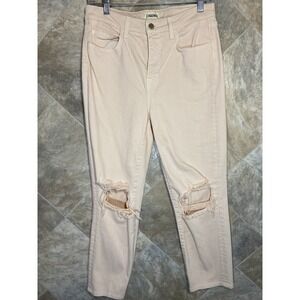 L'Agence Jeans Women's 28 Blush Pink High Rise Distressed Skinny Ankle Stretch
